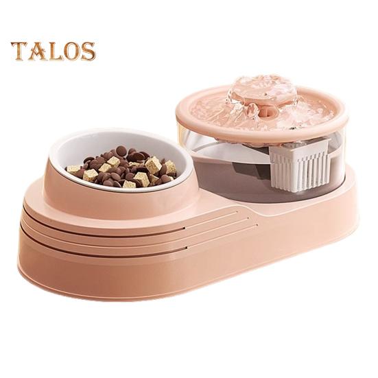 

Диспенсер для воды и еды для кошек 2 в 1 Автоматическая кормушка для кошек 1 л Набор из фонтана для воды и миски для еды для кошек, живущих в помещении, и маленьких собак розовый