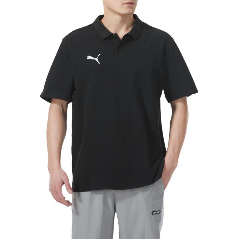 PUMA Solid Color Casual Polo Shirt Men Tops Black 658605-03