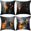 Abstract Black Orange Design Digital Printing Pillow Cover Short Plush Suitable Living Rooms Bedrooms Sofas Throw Cushion Cover