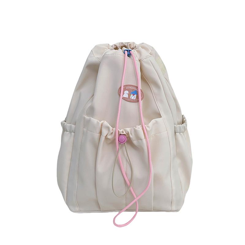 Schoolbag Female College Student School Bag Juvenile Versatile Girl Heart Drawstring Bundle Mouth Bag Commuter Travel Backpack Female