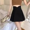 Summer 2024 Women's Black High-Waist Pleated Midi Skirt - Slimming Casual A-Line Bodycon