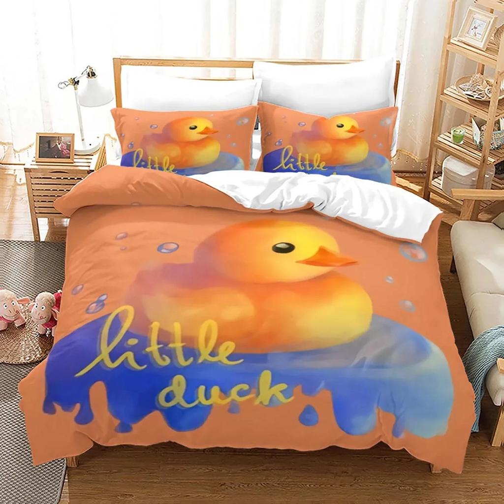 3D Print Yellow Duck Bedding Set Twin Queen King Size Duvet Cover Pillowcase for Boys Girls Adult Home Textile