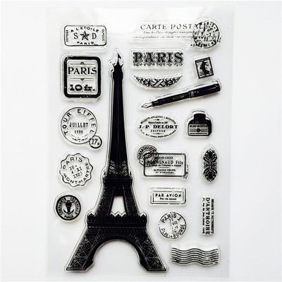 1pc Retro Stamp Transparent Silicone Seal Aircraft Tower Building Clear Stamps Office Supplies Stamps DIY Student Stationery