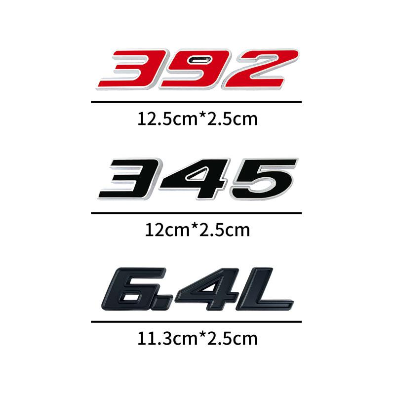 1Pc Metal 3D Car Sticker 392 345 6.4L Emblem Car Fender Side Sticker Rear Trunk Bumper Tail Sticker For Hemi Charger Challenge