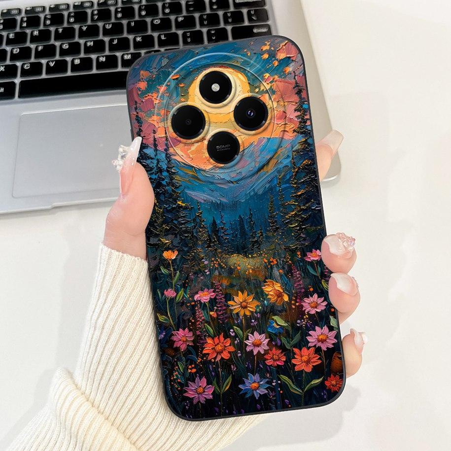 For Xiaomi Redmi 14C 4G Case Poco C75 Fashion Cherry Rose Flower Soft Silicone Cover On Redmi14C Bumper Redmi A4 A3 Pro 5G Funda