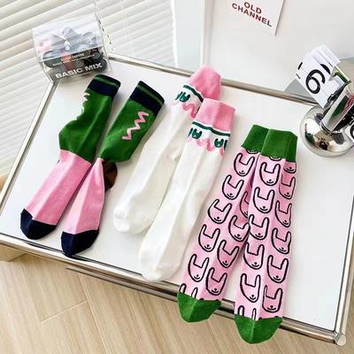 Trend Colorful Pink Rabbit Socks Women's Autumn and Winter Couples Pure Cotton Socks Personalized Fashion Breathable Gift Sock