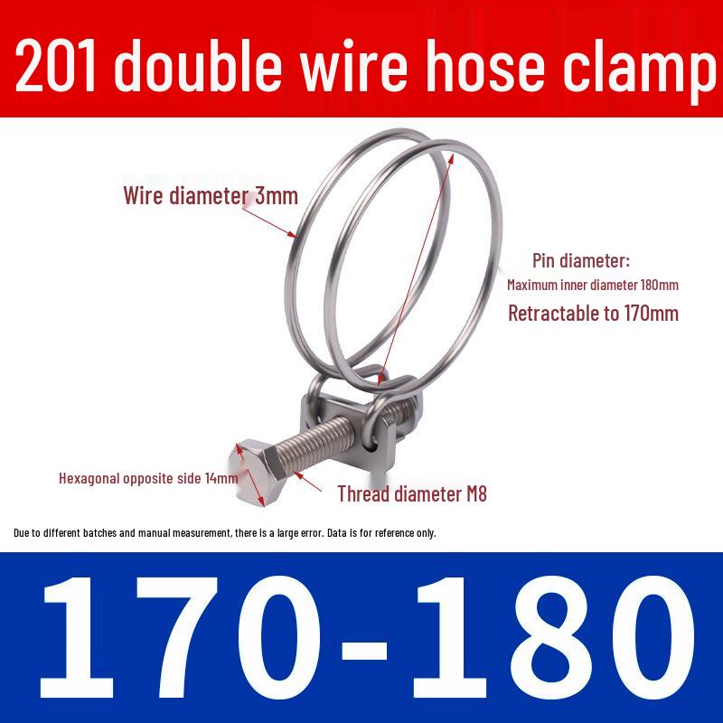 Doppeldraht-Schlauchschelle aus Edelstahl für Feuer-, Wasser-, Gasleitungen - Verdickt