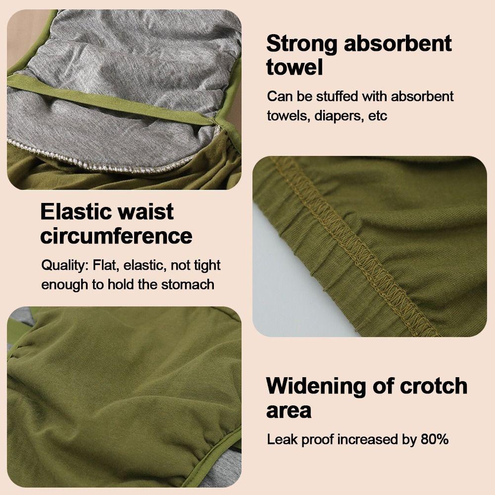 Pure Cotton Adult Diapers Water Resistant Anti-Side Leakage Reusable Underpants Skin-Friendly High Absorption