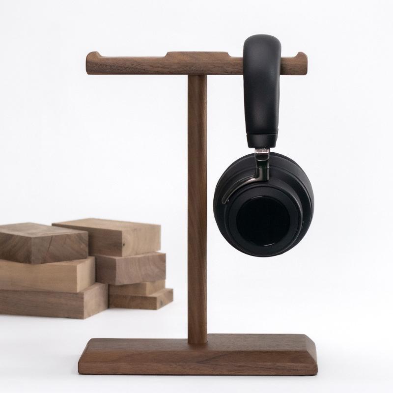 Walnut Wood Headphone Stand with Anti-slip Groove,Universal Desk Holder for Over-ear Gaming Headset,Earbuds Storage Display Rack