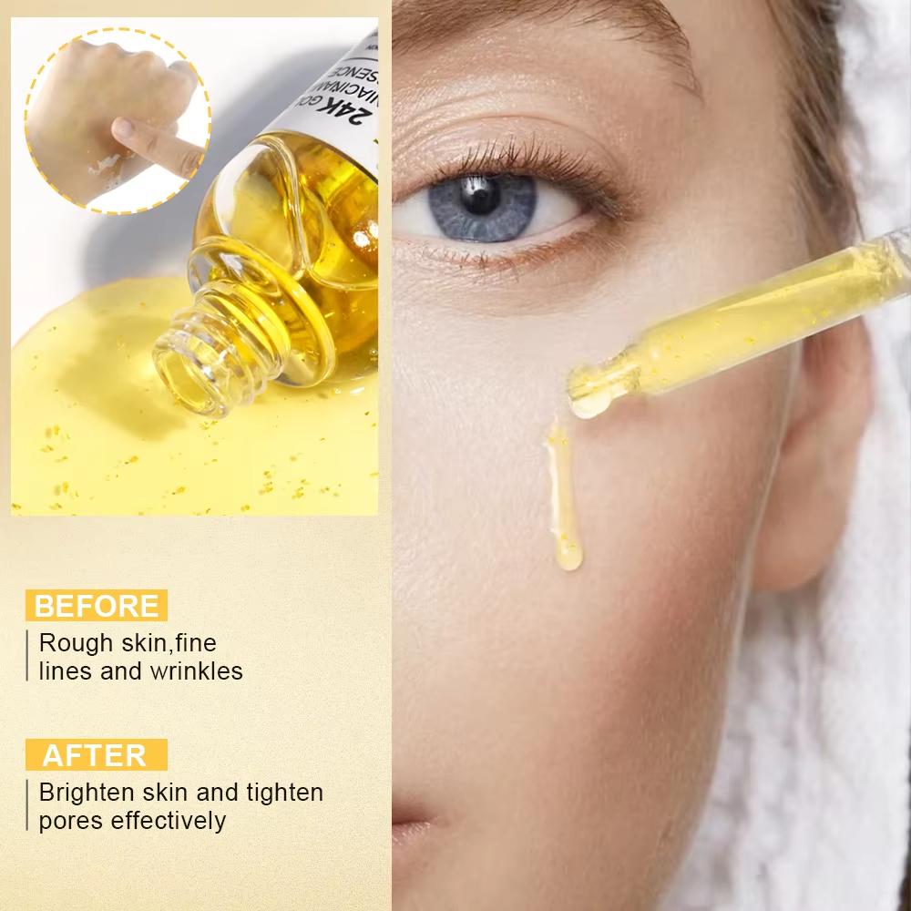 AUQUEST Niacinamide Serum Hyaluronic Acid for Face 24K Gold Essence Whitening Anti-Aging Collagen Facial Serum Skin Care Products