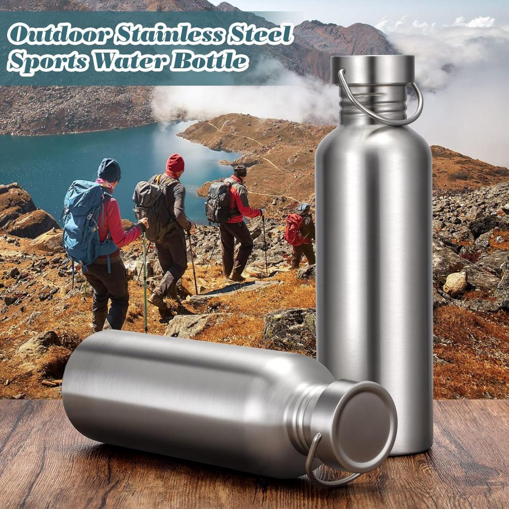 1000ML stainless steel water bottle, non-insulated single-wall, dishwasher safe, plastic-free 304 metal water bottle, wide-mouth