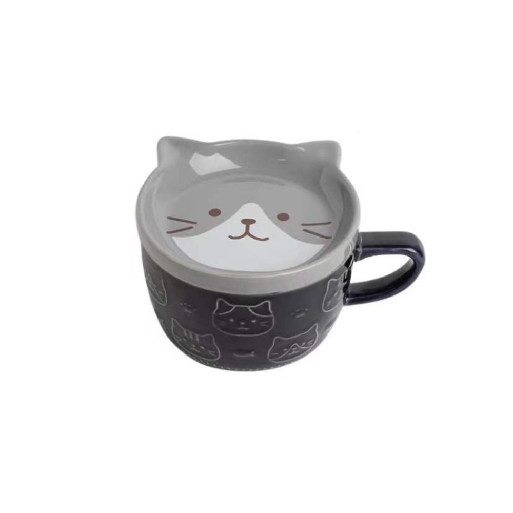 Cat Alpaca Ceramic with Lid Creative Novelty Tumbler Cup Coffee Mug Tea Cup Drinkware