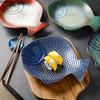 Fischform Keramik Speiseteller Sushi Teller Obstschale Salatschüssel Suppenteller Steakteller Sashimi Platte Dessertschale Snackschale