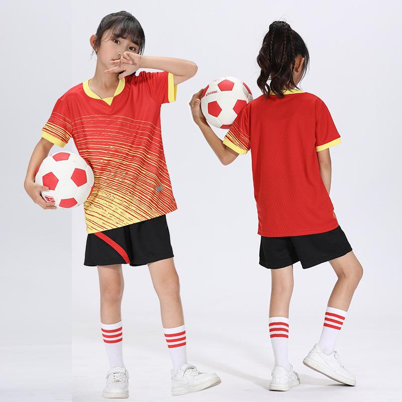 Children's Football Jersey Sets, Boys' and Girls' Quick-dry Short-sleeve Training Elementary School Soccer Match Team Uniforms