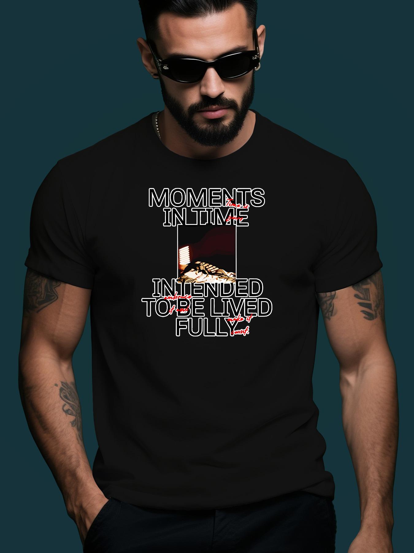 Short Sleeve Tshirt - Moments in Time Graphic Print M