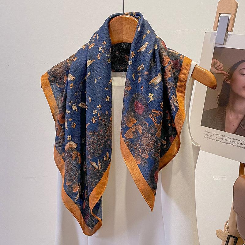 Ren Bomuld Dame Tørklæde Firkantet Foulard Dame Hals Hår Tørklæder Design Printet Hovedtørklæde Mode Pige Tørklæder 2023 Ny
