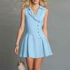 Sleeveless A-Line Dress for Women Casual Elegant Solid Color Lightweight Fabric Comfortable Fit Summer Style