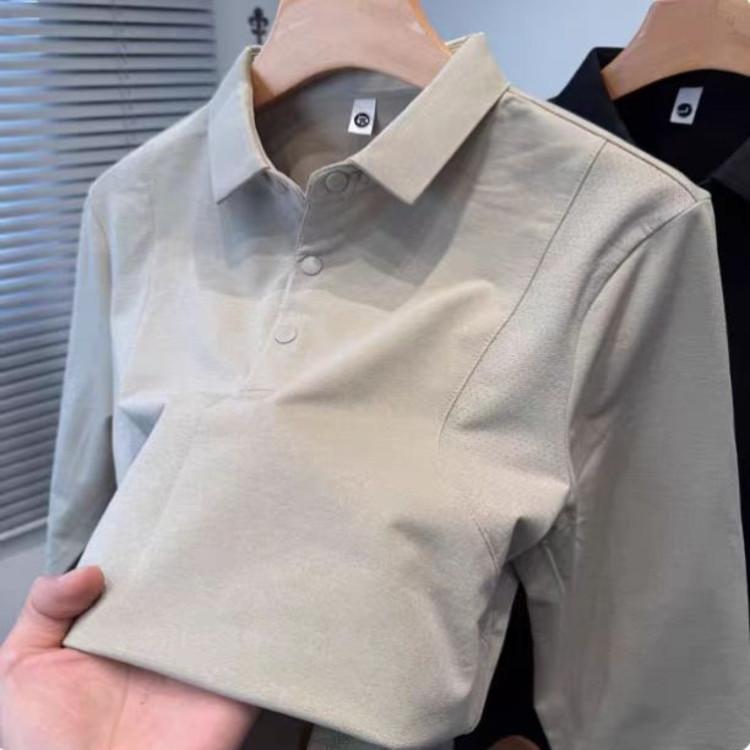 Summer Thin Men'S Quick-Drying Polo Short Sleeve Sweat-Absorbing Breathable Mesh Solid Color Versatile Half-Sleeve T-Shirt Top