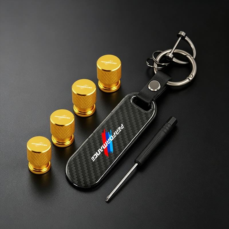 Car Valve Caps Wheel Tires Air Tyre Stem Protective Cover And Car Keychain For BMW M Performance Emblem E46 E36 E34 F10 E90 E60 GX6