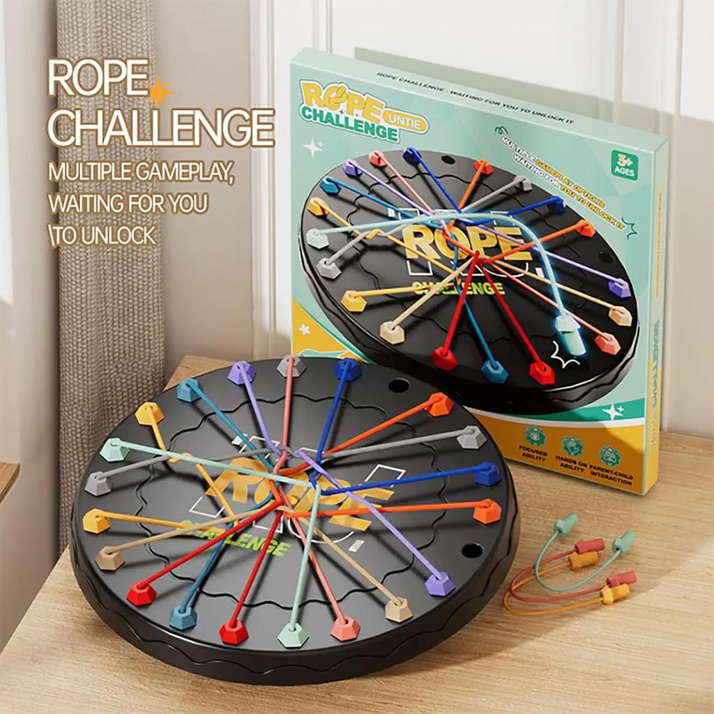 Kid Rope Knots Sensory Social Board Game Logical Thinking Challenge Colore Twisted Connected Line Brain Strategy Fun Table Game