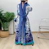 2024 Elegant Middle Eastern Muslim Cardigan Dress with Belt: Trendy Long Robe