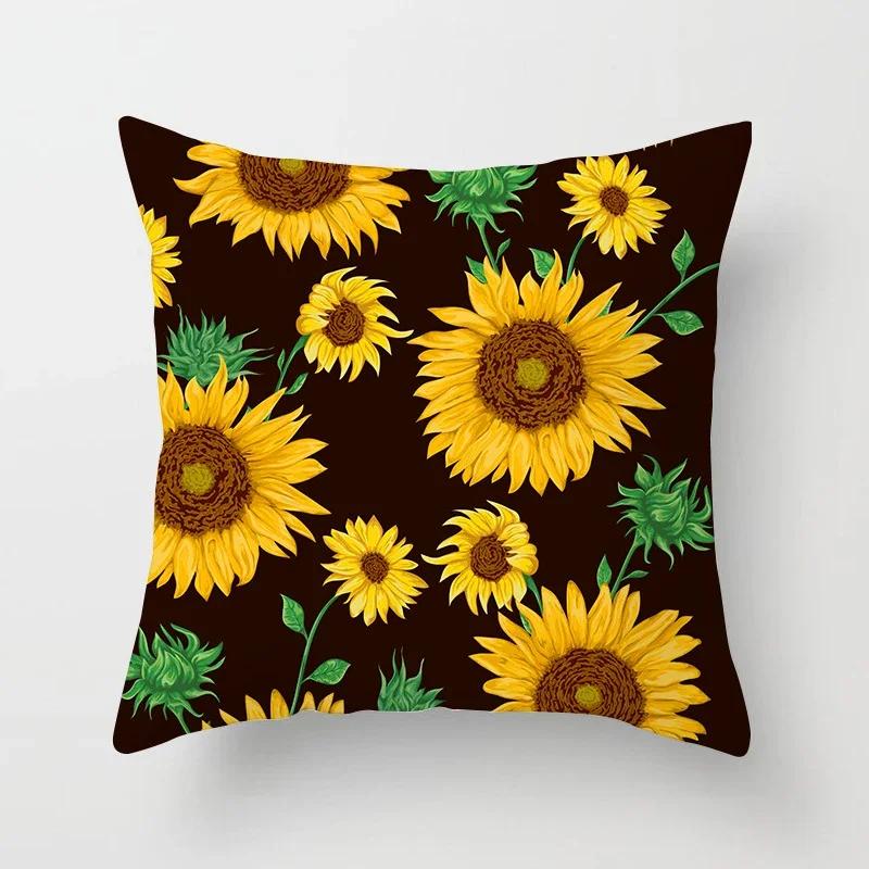 Kissenbezug mit Sonnenblumen-Druck Sofa Heim Dekoratives Kissen s Druckbezug Prachtvolle Blume Pflanze