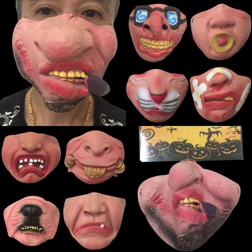 

Funny Latex Halloween Party Cosplay Party Mask Half Face Scary Masks 04
