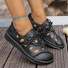 Fashion Hollow Out Pu Leather Flats for Women Summer Comfort Breathable Lace Up Sneakers Woman Soft Sole Non Slip Platform Walking Shoes