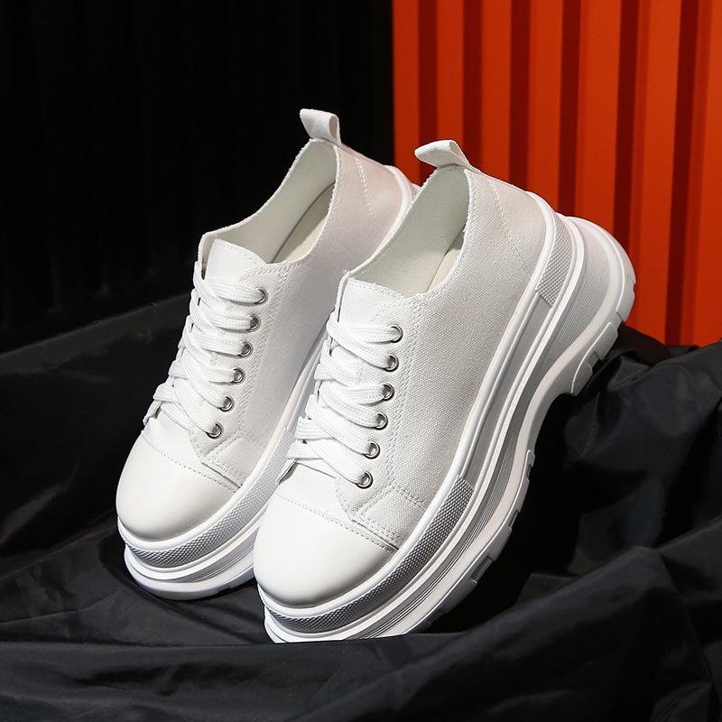 Woman Platform Sneakers Women Casual Shoes Female Canvas Shoes Tennis Ladies Walking Chunky Sneakers Lace Up Shoes D111
