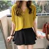 Spring and Summer New Fashion Half Sleeved Simplicity Solid Color Casual Versatile Commuting Elegant V-neck Pullover T-shirt