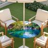 Outdoor Round Table Cover With Nature Print Waterproof Elastic Hem Patio Garden Deck