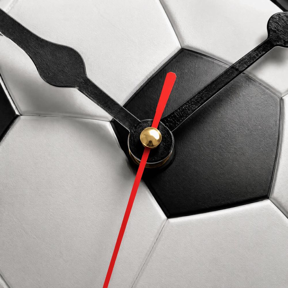 Silent Football-Themed Wooden Clock Solid Wood Soccer Quartz Clock Round Wall Clock  Kitchen