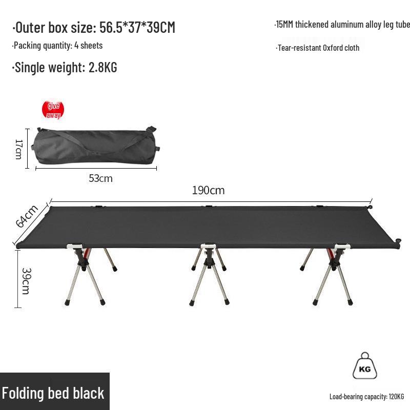 Adjustable Aluminum Folding Camping Bed with Oxford Cloth