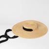 Breiter Krempen-Sonnenhut 15cm Krempe Strohhut Flach für Damen Strandkappen Weiß Schwarz Bandbindung Strandkappe Floppy Damen Raffia-Stroh