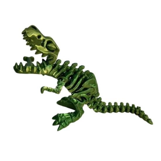 Desktop Dinosaur Ornament 3D Printed Figure, Movable Joints Smooth Opening Decoration, Flexible Figure Gradient Metallic Texture Mini Bone Accessories