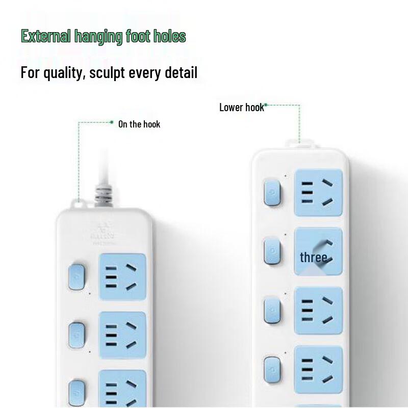 BULL GN-317 6-Outlet Power Strip with Individual Switches CN plug (adapter included)