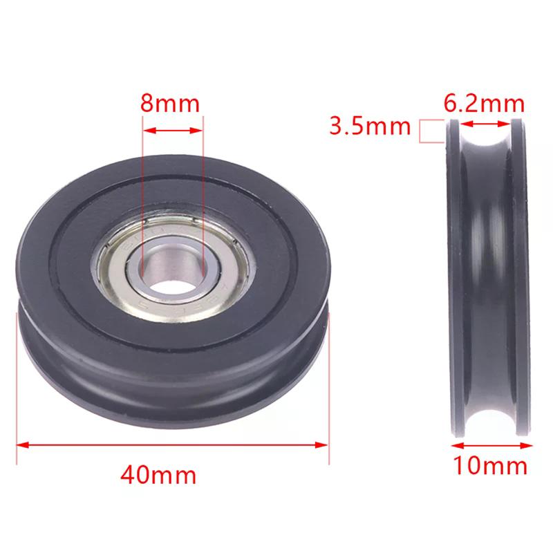 Ruota a Gola a U per Cuscinetto a Sfere POM 8x40x10MM Puleggia Rullino 608ZZ Ruota Delrin