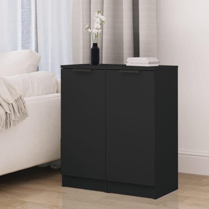 VidaXL Buffets 2 pcs noir 30x30x70 cm bois d'ingénierie 811136