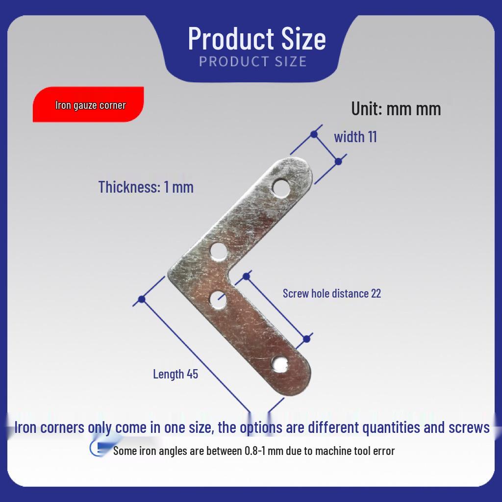 

Old-Fashioned Iron Mesh 90-Degree Corner Bracket for Screen Window Hardware
