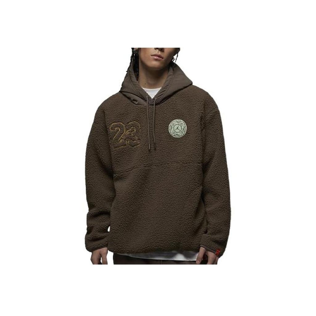 Jordan CNY Serienlogo Fleece-Kapuzenpullover mit Kordelzug Herren Kapuzenpullover Hellbraun FB1451-274