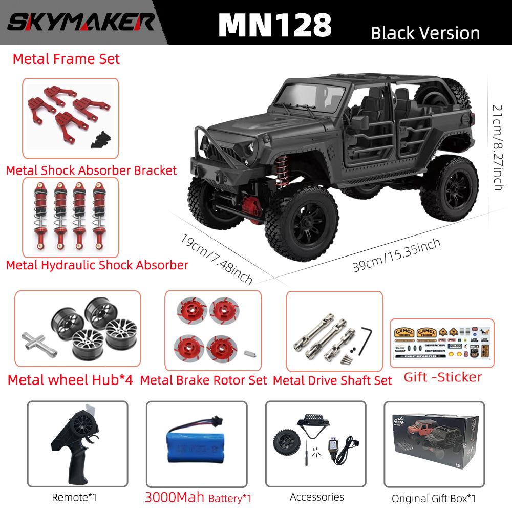 MN128 1/12 RC Car 4WD Jeep Model 2.4G Remote Control LED Light 4X4 Off Road 4WD Climbing RC Truck Electric Toy Car Gift for Boy