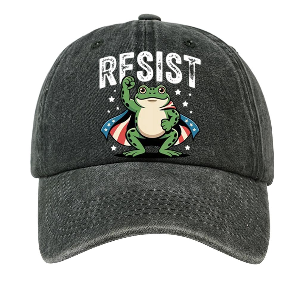 Men's Washed Cotton Baseball Cap With Printed Distressed Soft Top Denim Hat, Vintage Hat