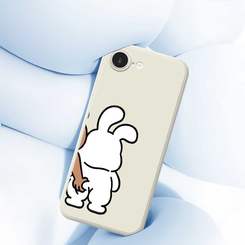 For iPhone 16e Case Pinch Rabbit Butt Pattern Printing Straight Edge TPU Phone Back Cover