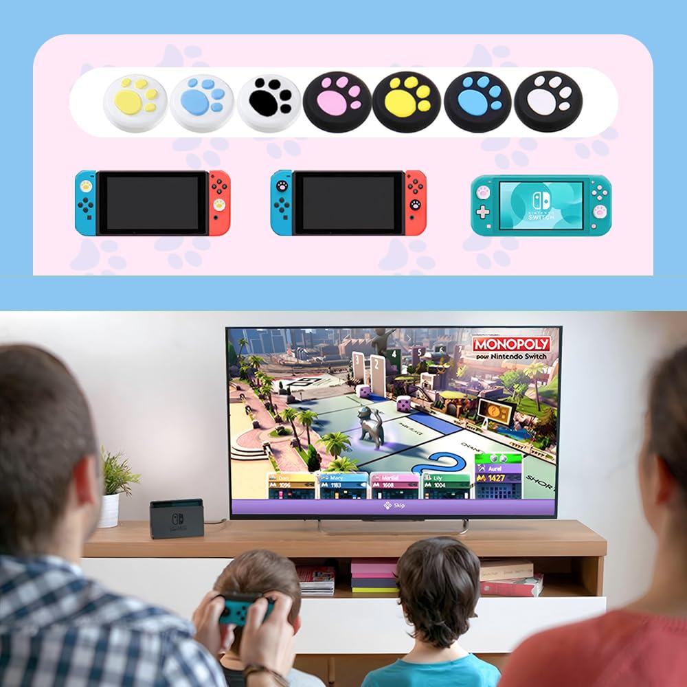 Nintendo Joystick Cat Claw and Paw Button Paw Print Silicone Controller Comfortable Easy Compatible with 8 Colors Joy-Con Covers, Covers, Design,