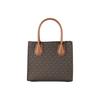 Michael Kors MK Mercer Series Classic French Vintage Monogram Color Block PVC Coated Canvas Accordion Bag Women Handbags Brown 35S1GM9M2B-BRN