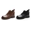 Leather Martin Boots Women's British Style Retro Short Boots Versatile Flat-bottomed Short Boots Round Head Thick Heel Casual Women's Shoes