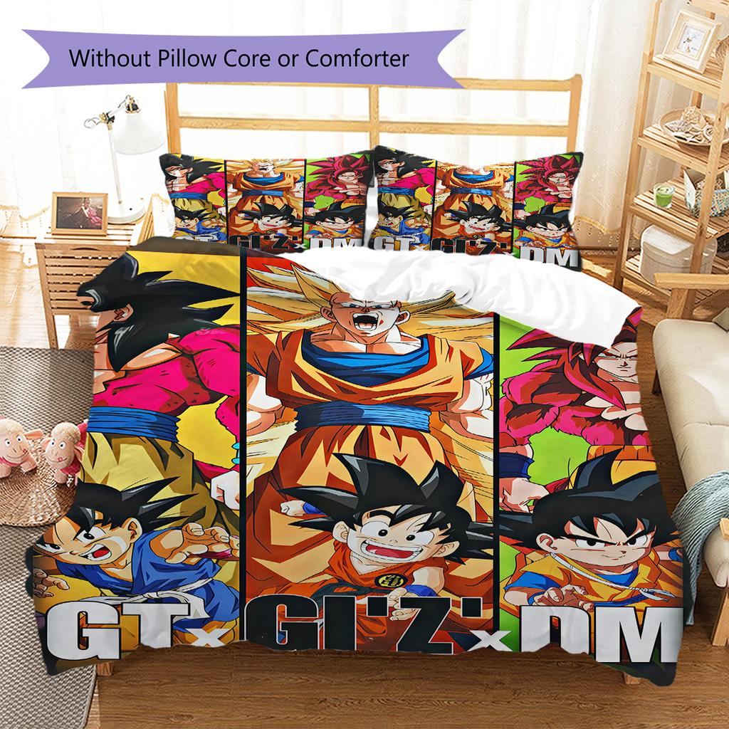 Biancheria da letto con motivo Son Goku, Set piumone Copripiumone Federa Regalo di compleanno per la casa (1 * copripiumino + 2 * federa, senza nucleo)