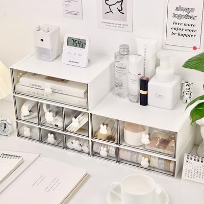 Kawaii Ins Organizer Desktop Drawer Free Combination Storage Box Plastic Hairpin Makeup Cosmetics Desk Storage Organizer Rack