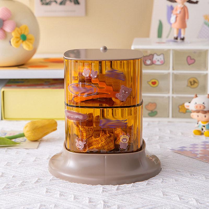 Makeup Brush Storage Box, Transparent Acrylic Multi-layer Storage Box, Suitable for Dressing Table Rotatable Desktop Storage Box