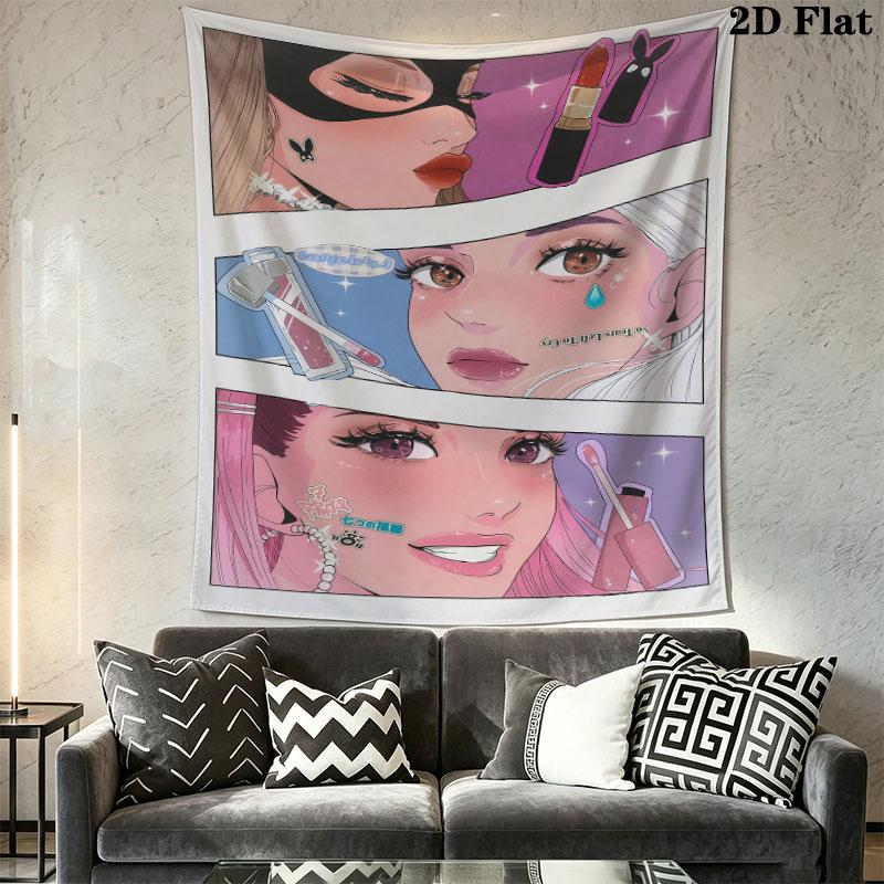 Ariana Grande Green Wall Hanging Printed Fabric Blanket Decorative Tapestries for Bedroom Living Room Home Decor